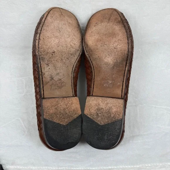 Cole Haan Resort Mens Brown Woven Leather Loafers Italian Made Slip On Shoes 13